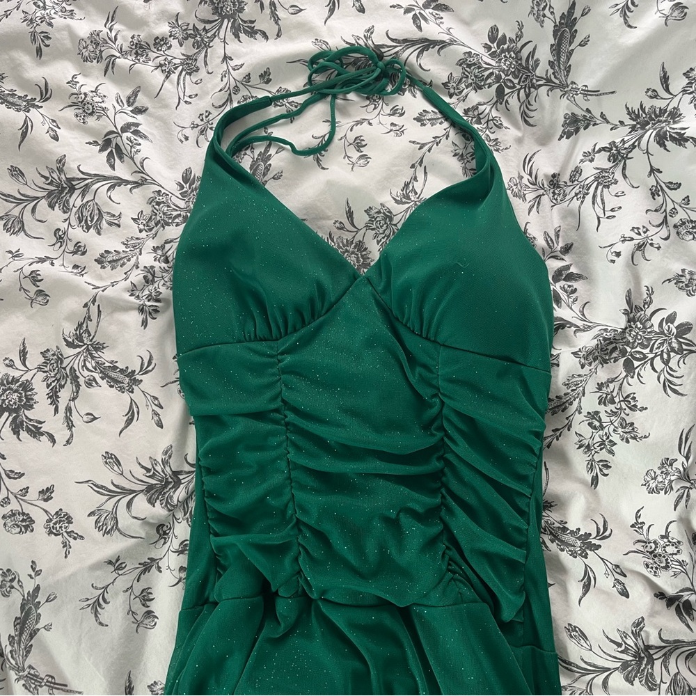 green forest fairy prom dress